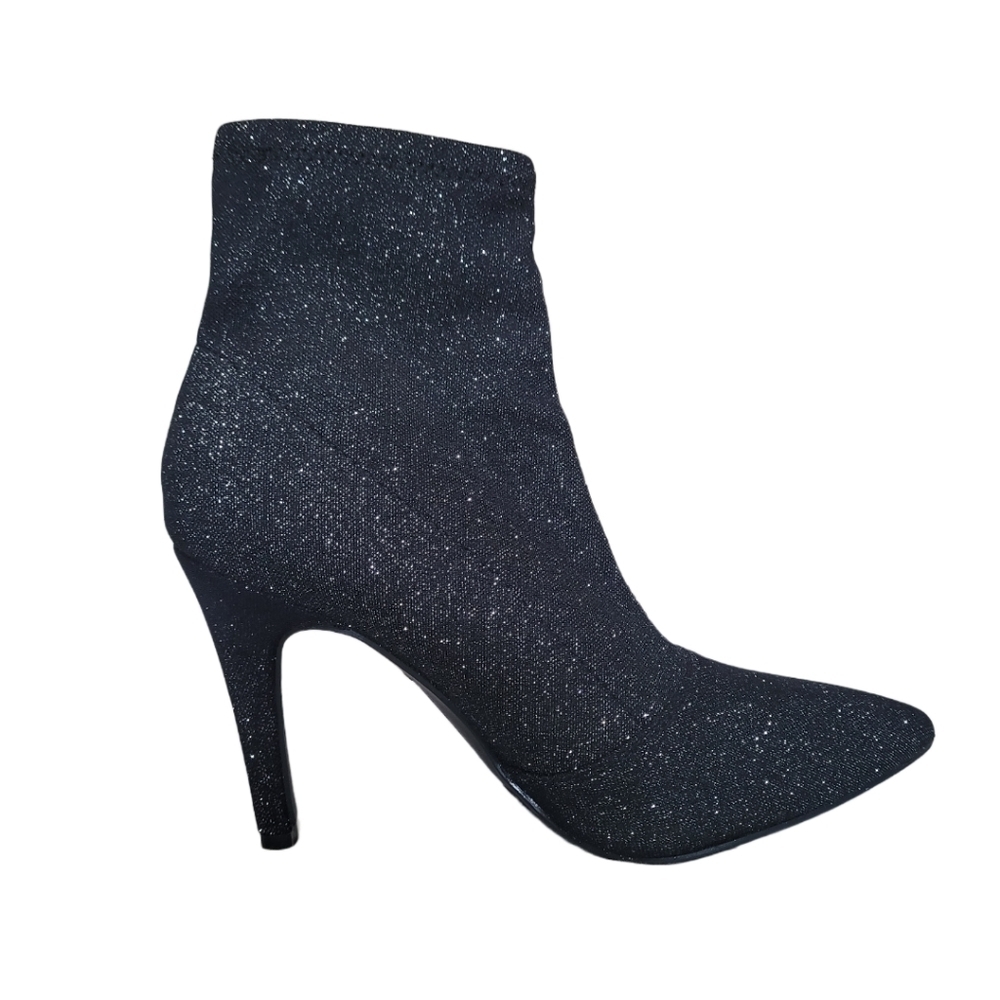 Brash Black Sparkly Stiletto Bootie Heels – Size 5.5